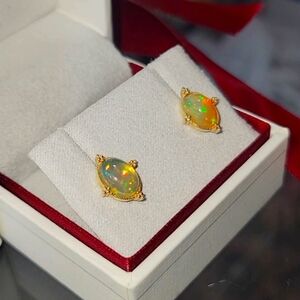 Shane Co. 14K Gold Ethiopian Opal Stud Earrings